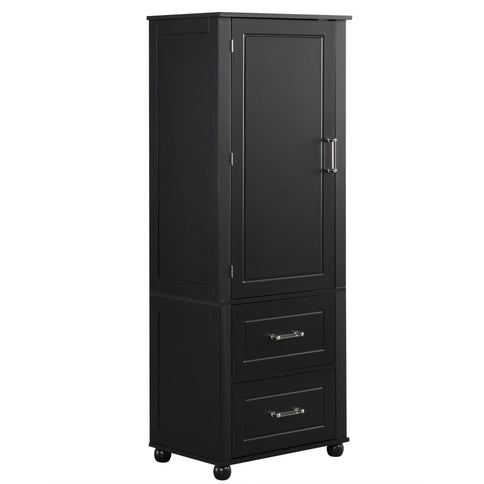 Tall Freestanding Bathroom Storage Cabinet With 2 Drawers And Adjustable Shelf