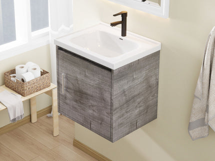 Floating Bathroom Vanity Combo, Wall Mounted Cabinet With Sink & Soft Close Doors For Small Bathrooms