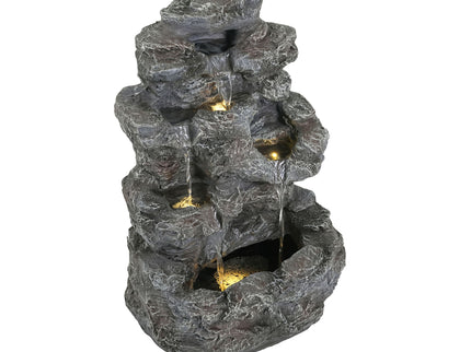 Concrete Rock Waterfall Fountain With LED Lights, Outdoor Garden Decor