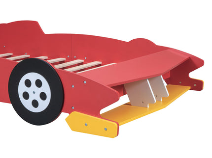 Race Car-Shaped Platform Bed With Wheels