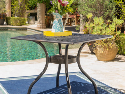 Enchantia - Outdoor Square Dining Table With Weave Tabletop And Flared Legs - Copper