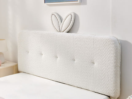 Upholstered Bed With Oversized Rabbit Ear Headboard, LED Lights & 4 Storage Drawers