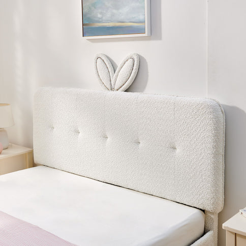 Upholstered Bed With Oversized Rabbit Ear Headboard, LED Lights & 4 Storage Drawers