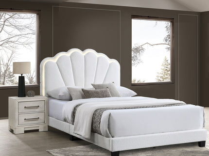 Bed With Floral Design Headboard And Built In LED Lighting