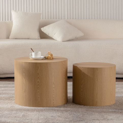 Round Nesting Coffee Table For Small Space (Set of 2)