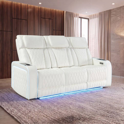 Electra - Power Reclining Sofa With Power Headrests, Drop Down Table, Reading Light, Massage, LED Lighting And USB Control