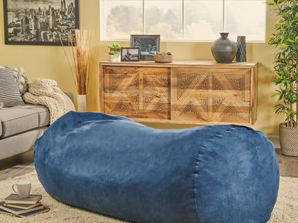 Marlin - 6.5 Foot Cylindrical Bean Bag With Removable Suede Cover - Midnight Blue
