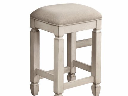 Console Table With 4 Stools - Antique White