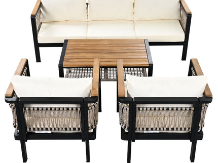 4 Pieces Outdoor Sectional Sofa Set 5 Person Patio Seating Group Outdoor Conversation Set With Cushions And A Coffee Table For Patios