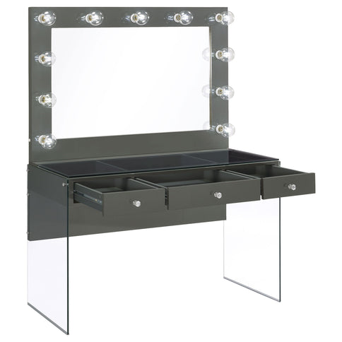 Katelyne - 3 Drawer Vanity Set With Mirror - Gray