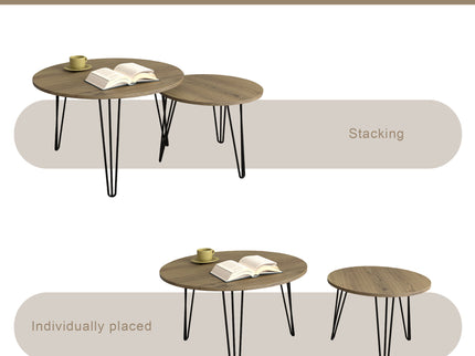 Round Nesting Coffee Table For Living Room (Set of 2)