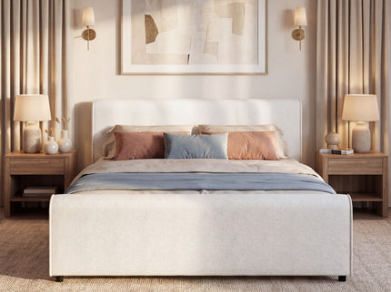 Luxury Upholstered Bed Frame With Curved Headboard & Footboard