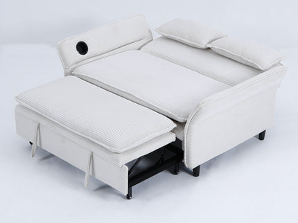Modern Fabric Multi-Functional Sofa Bed With Adjustable Armrests And Backrests
