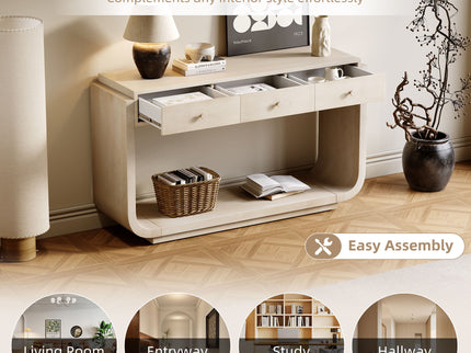 Console Table With 3 Drawers, Display Shelf