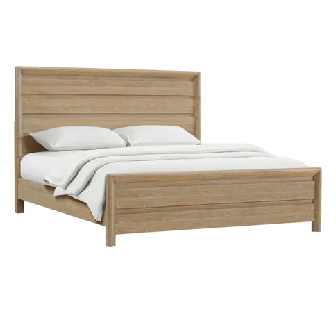 Panel Bed Frame With Unique Headboard And Included Slats