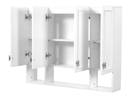 Bathroom Cabinet With 3 Adjustable Shelves Wall Mounted Medicine Cabinet, Soft Closing Hinges, Open Shelving Design - White