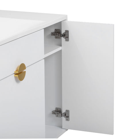 Bathroom Vanity With Sink, Storage Cabinet Soft Closing Door And Drop Down Compartment - White