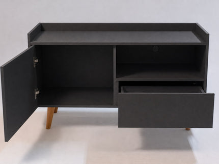 TV Stand For TVs Up To 45" With Open Storage Shelf, Cable Management, 1 Door And 1 Drawer