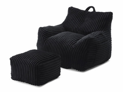 Giant Bean Bag Chair With Armrests And Footstool