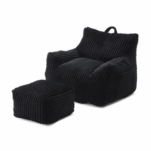 Giant Bean Bag Chair With Armrests And Footstool