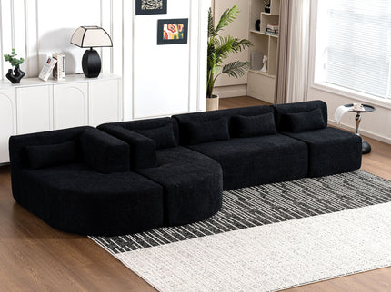 Upholstered Sofa Free Combined Sofa Couch With 2 Chaise Lounge And Five Back Pillows For Living Room