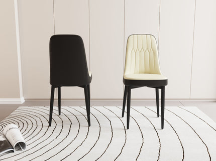 Modern Dining Chair With Cushions And Metal Legs