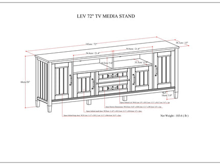 Lev - Handcrafted TV Media Stand - Smoky Brown