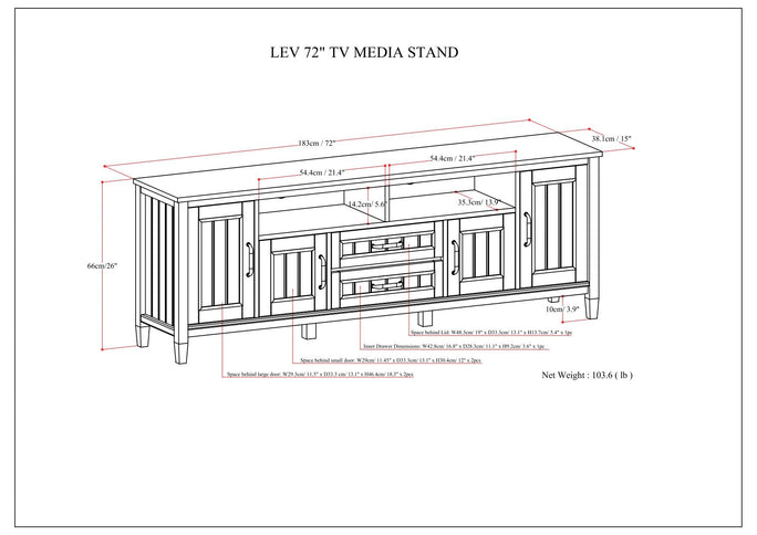Lev - Handcrafted TV Media Stand - Smoky Brown