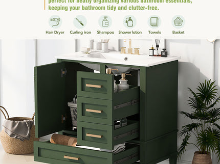 Bathroom Vanity, Modern Bathroom Cabinet With Sink Combo Set, Bathroom Storage Cabinet With A Soft Closing Door And 3 Drawers, Solid Wood Frame