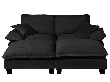 Modular Sectional Sofa With Movable Ottoman & Pillows