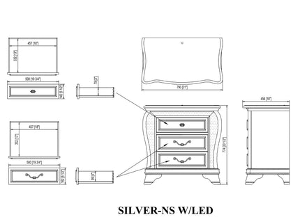 Aurelia - Nightstand With LED - Silver