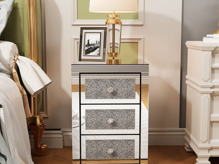 3 Drawer Nightstand - Silver