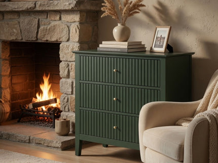 Fluted 3 Drawer Nightstand With Soft Close Slides