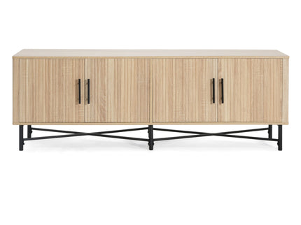 4 Door TV Cabinet, 2 Storage Spaces, Adjustable Shelves