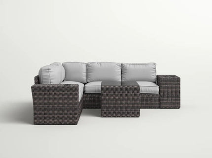 Modern Patio Rattan Sectional Set With Cushions