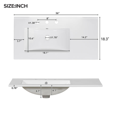 Bathroom Vanity With Sink Combo, 2 Soft Close Doors And 5 Drawers