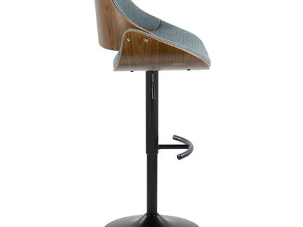 Fabrizzi - Mid Century Modern Adjustable BarStool With Rounded T Footrest (Set of 2)
