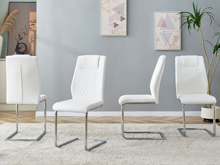 Modern Dining Chairs With Padded Seat, Metal Legs