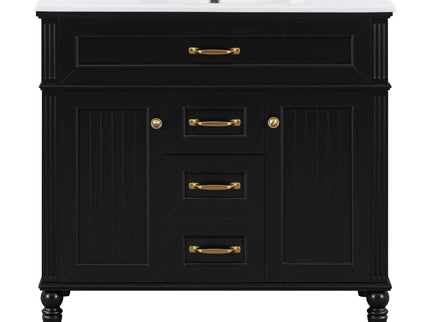 Bathroom Vanity With Sink, Flip-Out Top Drawer, Soft Close Doors, 2 Storage Drawers