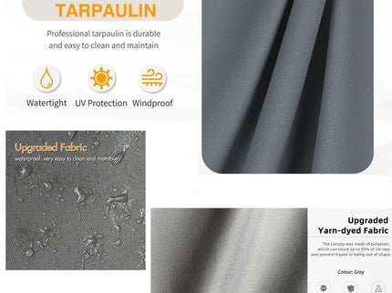 Replacement Canopy Top Cover Fabric For Outdoor Patio Retractable Pergola Sun-Shelter Canopy