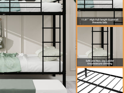 Bunk Bed For Kids, Convertible Frame With Ladders & Guardrail