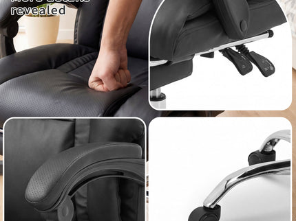 Executive Office Chair With Foot Rest, Adjustable Height - Black