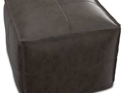 Sheffield - Square Pouf - Distressed Dark Brown