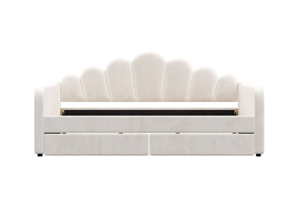 Shell Shaped Upholstered Daybed Frame With Slats