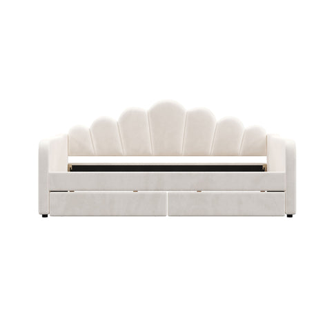 Shell Shaped Upholstered Daybed Frame With Slats