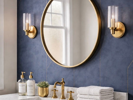 Jardin - Single Light Wall Sconce With Clear Ribbed Satin - Clear / Gold