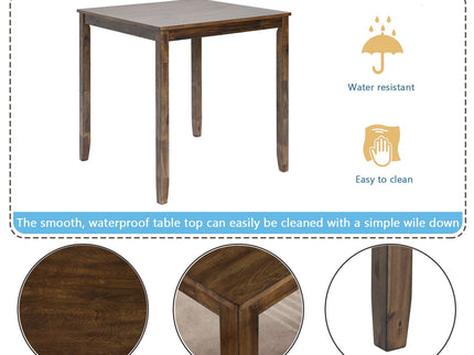 5 Pieces Dining Table Set, Counter Height Kitchen Table Set With Square Table And 4 Upholstered Chairs