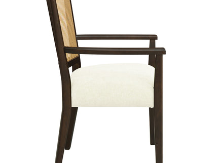 Mid Century Modern Arm Dining Chair Set With Rattan Backrest