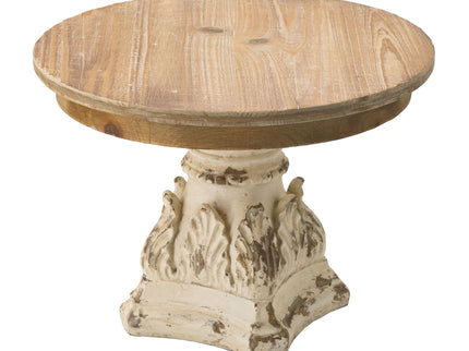 Cake Stand, Wood Cake Plate With Magnesium Base - Cream / Brown