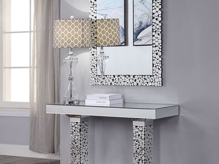 Lachina - Glam Mirrored Faux Gems Console Table - Silver